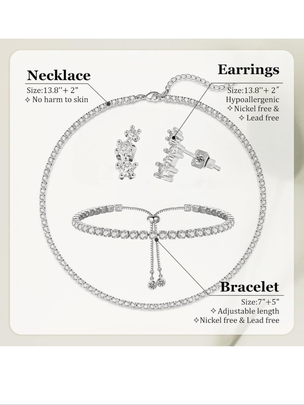 4 Piece Rhineston Set- Designer Style - Picture 3 of 6